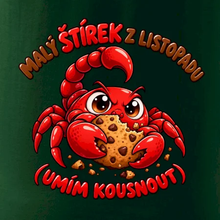 Malý novembrový škorpiónik chráni čokoládovú sušienku