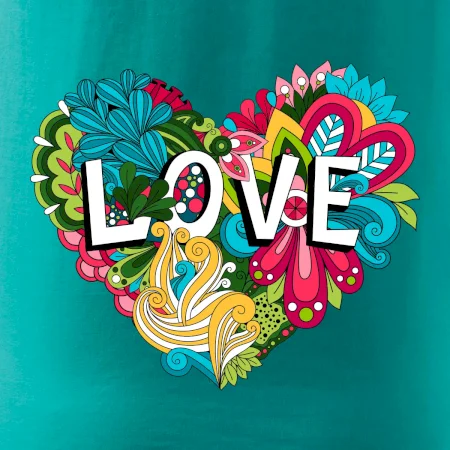 Love nápis květovaný