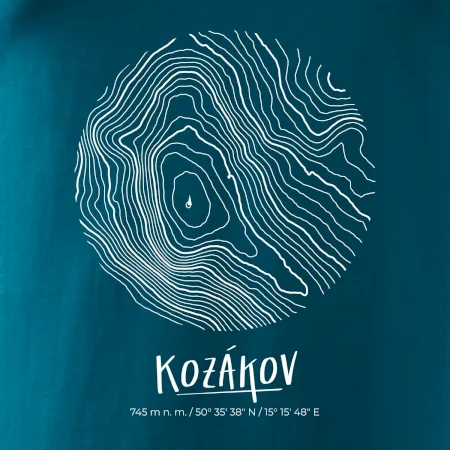 Kozákov - vrstevnice v kruhu