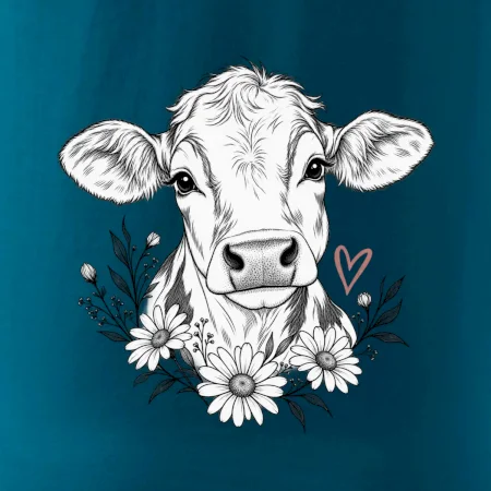 Krava s kvetinami line art
