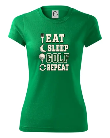 Eat sleep golf repeat typografie