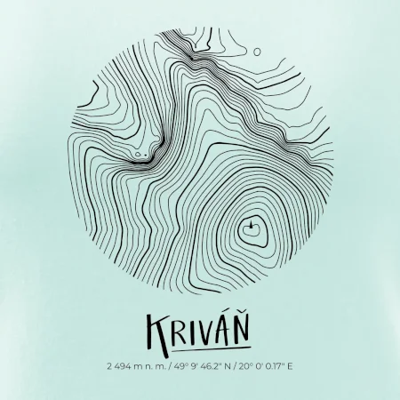 Kriváň - vrstevnice v kruhu