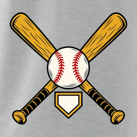 Zkřížené baseballové pálky a míček