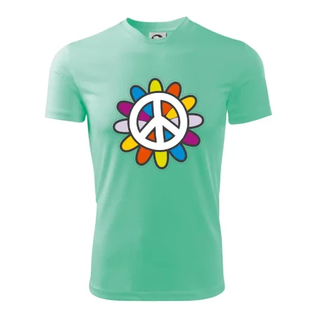 Peace symbol s kreslenou kvetinou