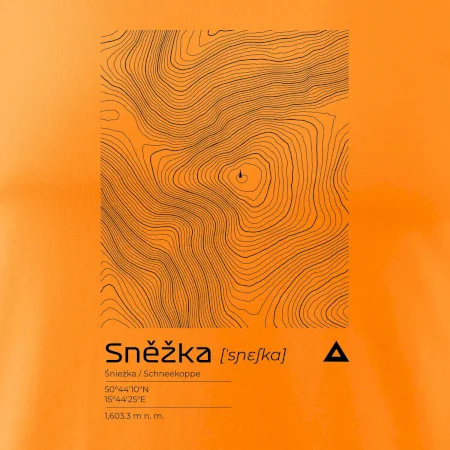 Snežka - vrstevnice v obdĺžniku