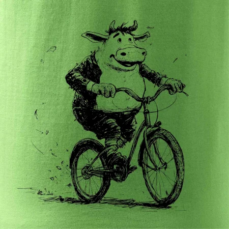 Tučná krava na bicykli