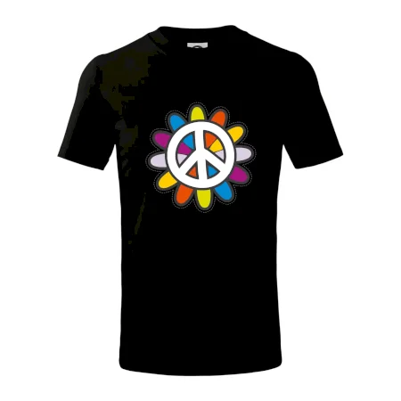 Peace symbol s kreslenou kvetinou