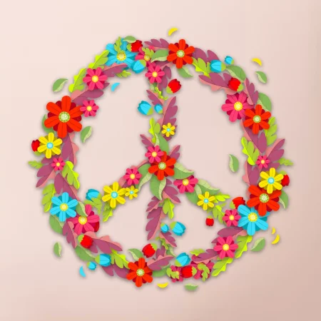 Peace symbol červené kvety