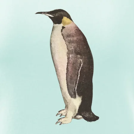 Tučniak kreslený vodovými farbami