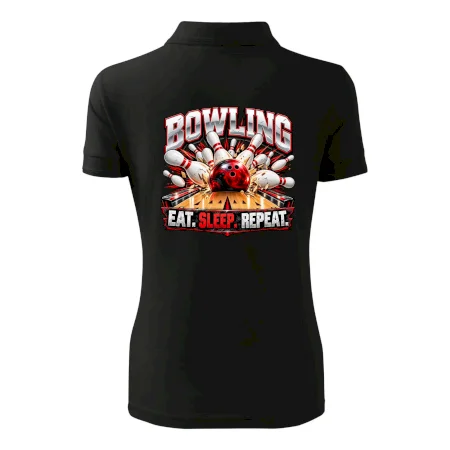 Bowlingová guľa a kolky eat sleep repeat