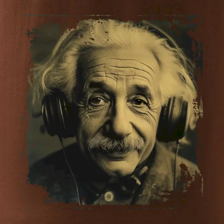 Albert Einstein so slúchadlami