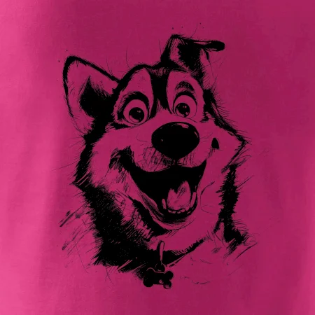 Čiernobiela karikatúra husky