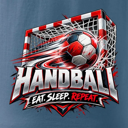 Hádzanárska lopta v bránke eat sleep repeat