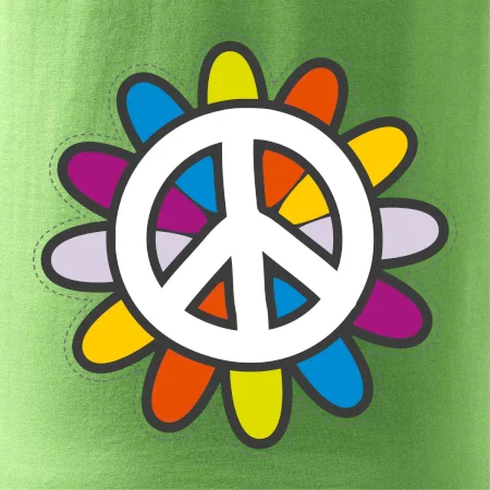 Peace symbol s kreslenou kvetinou