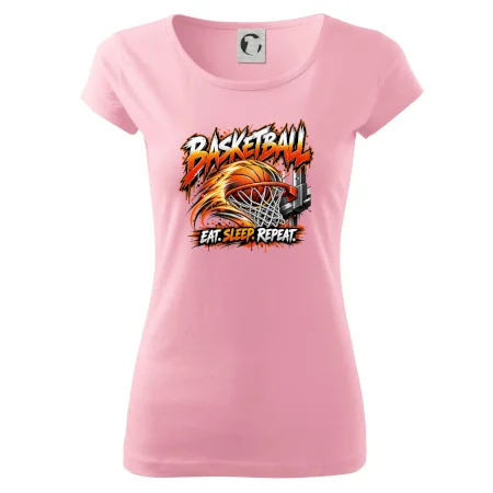 Basketbalový kôš s loptou eat sleep repeat