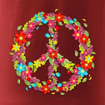 Peace symbol červené kvety