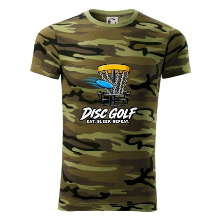Discgolfový kôš s letiacim diskom eat sleep repeat