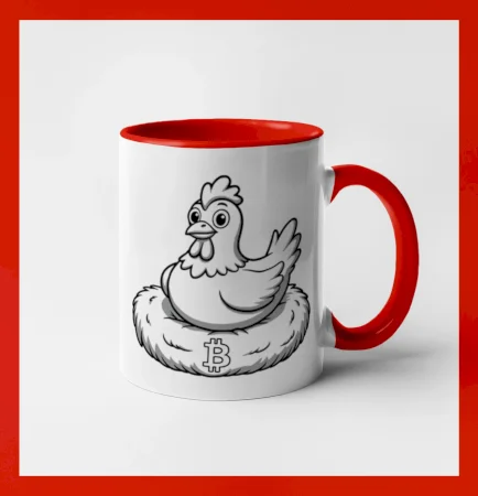 Kurča sediace na bitcoinovom hniezde