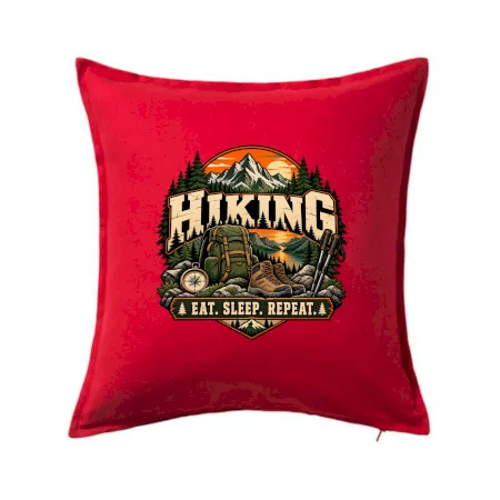 Turistický batoh v horách eat sleep repeat