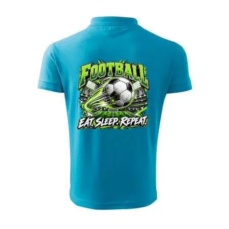 Futbalová lopta a štadión eat sleep repeat