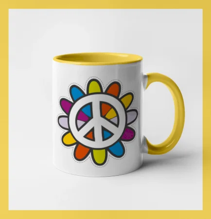 Peace symbol s kreslenou kvetinou