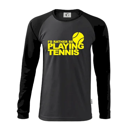 Playing tennis