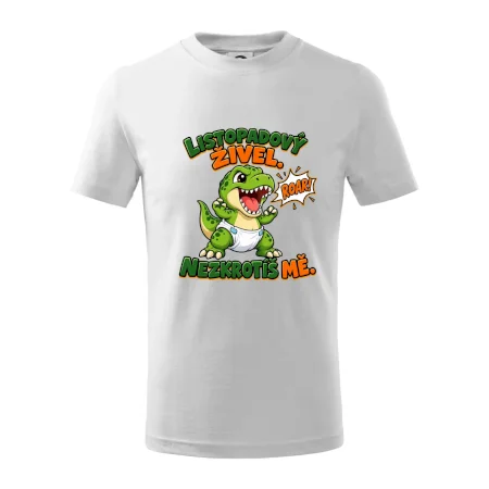 Novembrový živel zelený dinosaurus rex v plienke
