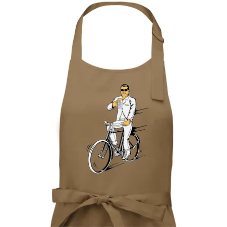 Gentleman na bicykli s pivom