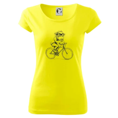 Opice s okuliarmi na bicykli