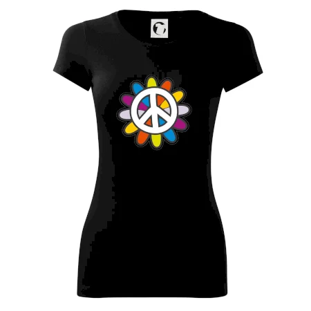 Peace symbol s kreslenou kvetinou