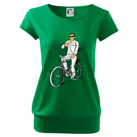 Gentleman na bicykli s pivom
