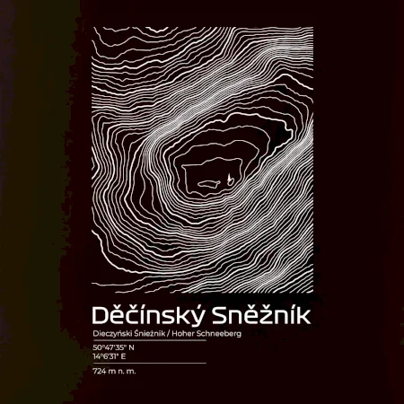 Děčínský Sněžník - vrstevnice v obdĺžniku