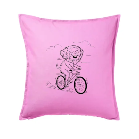 Lagotto romagnolo karikatúra na bicykli čierna