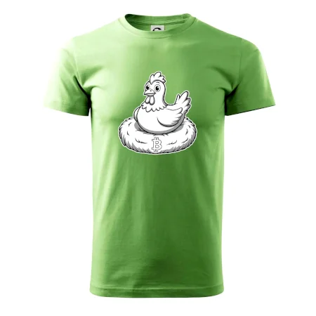 Kurča sediace na bitcoinovom hniezde