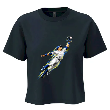 Baseballový polař chytá míček ve výskoku