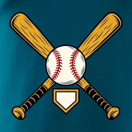 Zkřížené baseballové pálky a míček