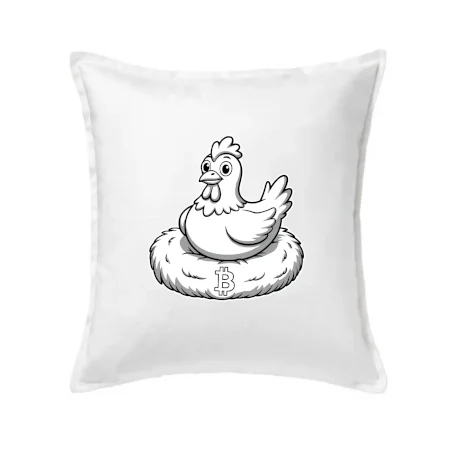 Kurča sediace na bitcoinovom hniezde