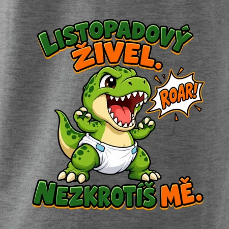 Novembrový živel zelený dinosaurus rex v plienke