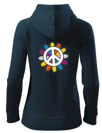 Peace symbol s kreslenou kvetinou
