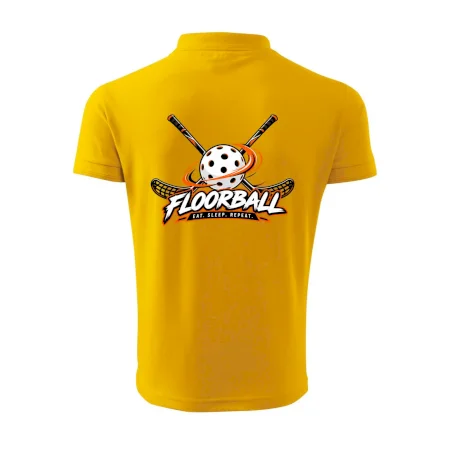 Florbalové hokejky s dierkovanou loptičkou eat sleep repeat