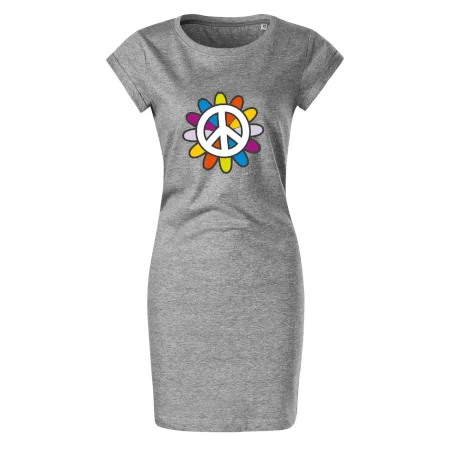 Peace symbol s kreslenou kvetinou