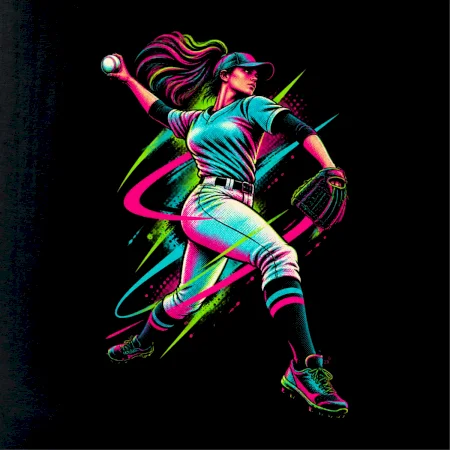 Baseballová nadhazovačka neonový pop art