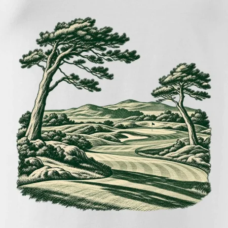 Golfové hřiště v retro rytině
