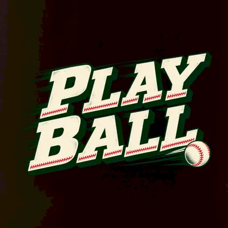 Play ball retro sportovní nápis