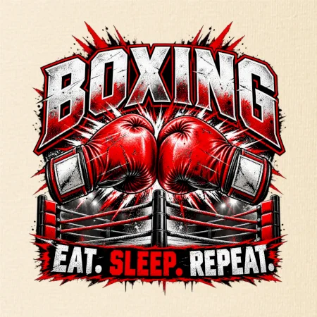 Boxerské rukavice v ringu eat sleep repeat