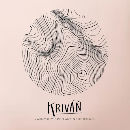 Kriváň - vrstevnice v kruhu