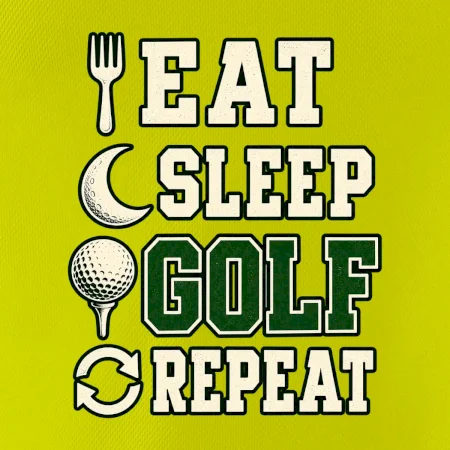 Eat sleep golf repeat typografie