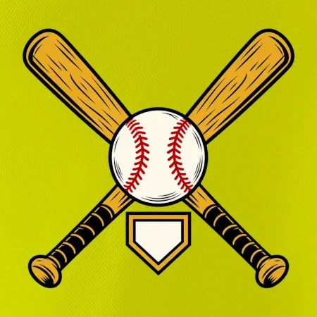 Zkřížené baseballové pálky a míček