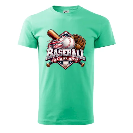 Baseballová pálka s rukavicou eat sleep repeat