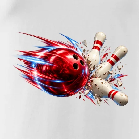 Bowlingová koule v akci a padající kuželky